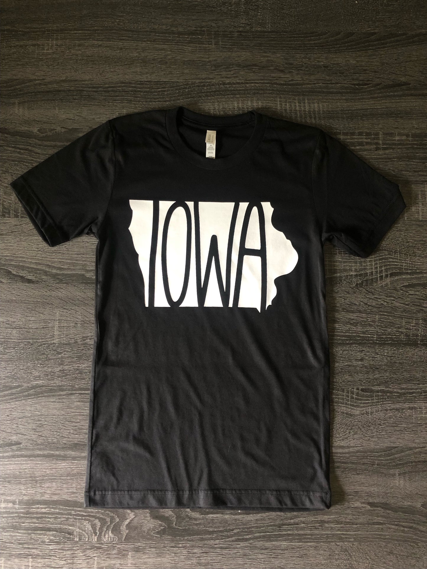 Iowa Tee T-shirt Black Iowa Print Bella Canvas