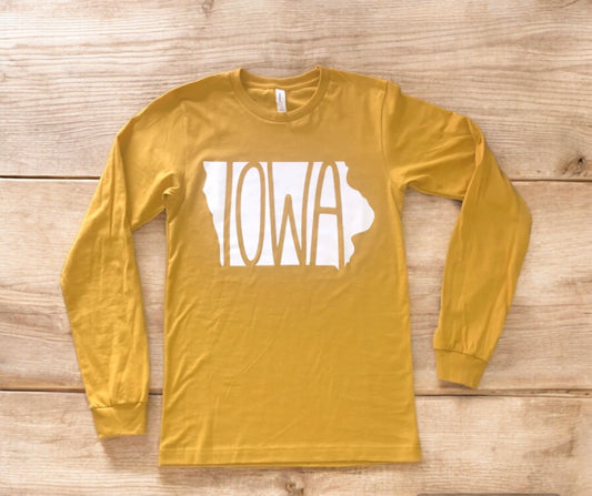 Mustard Iowa Long Sleeve Tee